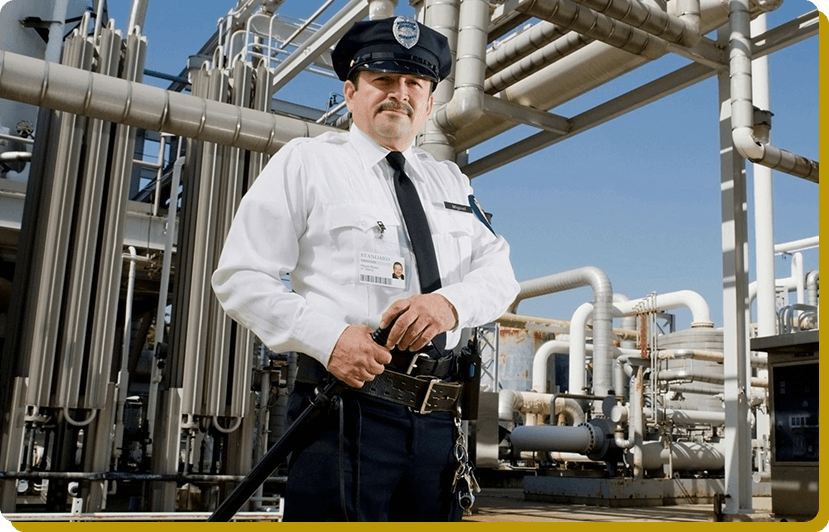 Security officer at industrial facility
